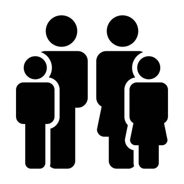 Aile simge vektör düz renk insanlar işareti glif piktogram sembol