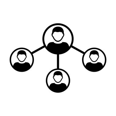 İnsanlar ağ sosyal bağlantı simge vektör ile erkek kişi glif piktogram illüstrasyon