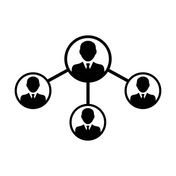 Vector del icono de la conexión social de la red de la gente con la ilustración masculina del pictograma del glifo de la persona — Archivo Imágenes Vectoriales