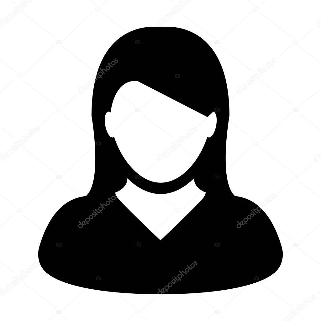 User Icon Vector Female Person Symbol Profile Avatar Sign in Flat Color Glyph Pictogram illustration