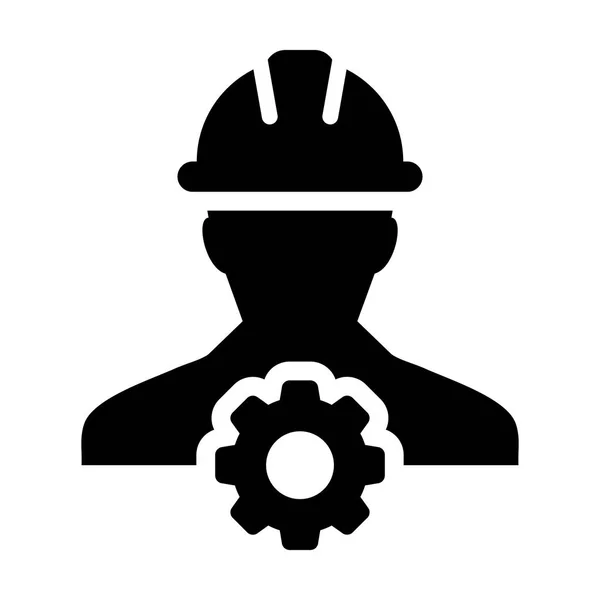Ikon Vector férfi személy munkavállaló Avatar szolgáltatásprofil Cog fogaskerék karakterjel piktogram szimbólum illusztráció — Stock Vector