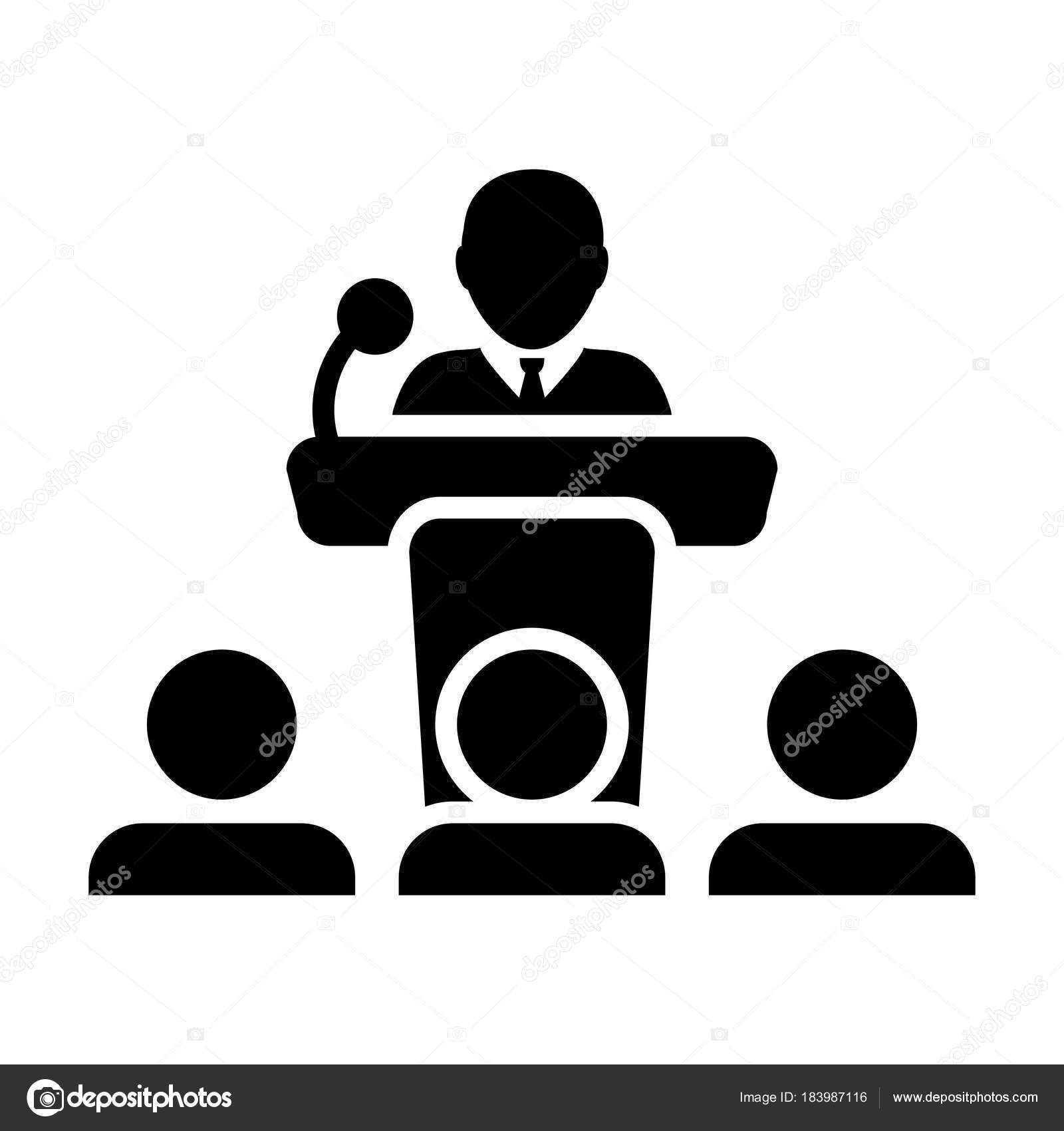 Public Speaking Icon Vector Male Person on Podium for Presentation Stock  Vector by ©tuktukdesign 183987116