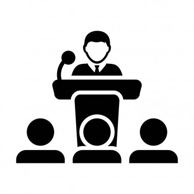 Kamu konuşma simge vektör erkek kişi podyum sunumu için