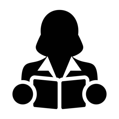 Simge vektör kız öğrenci ya da öğretmen kişi profili Avatar glif piktogram sembol çizimde yaptırın