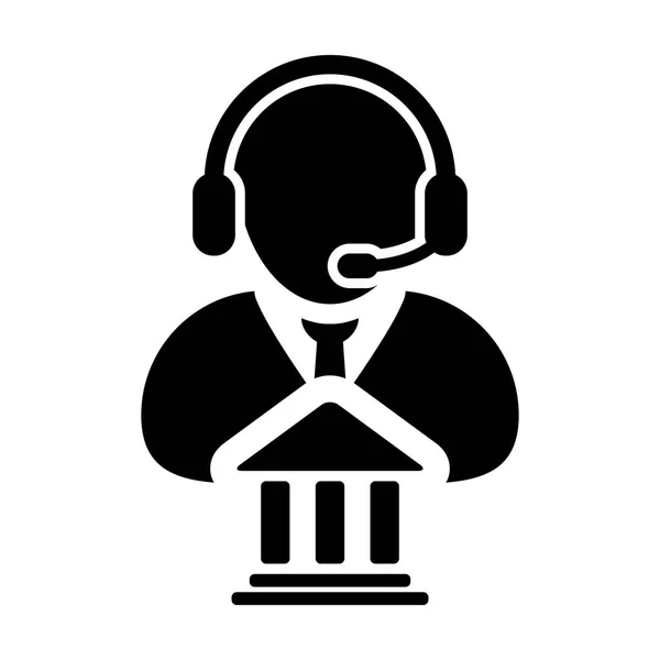 Serviço Ícone Vector Banco Serviço Call Center masculino Pessoa Perfil Avatar em Glyph Pictogram Símbolo ilustração —  Vetores de Stock