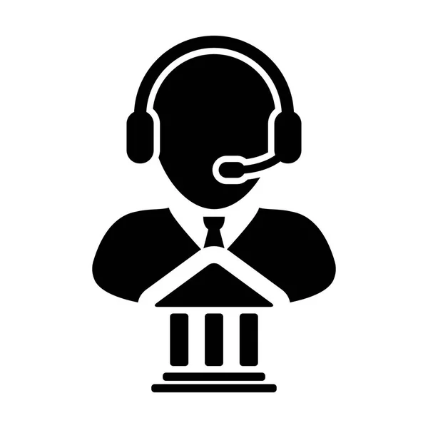 Serviço Ícone Vector Banco Serviço Call Center masculino Pessoa Perfil Avatar em Glyph Pictogram Símbolo ilustração — Vetor de Stock