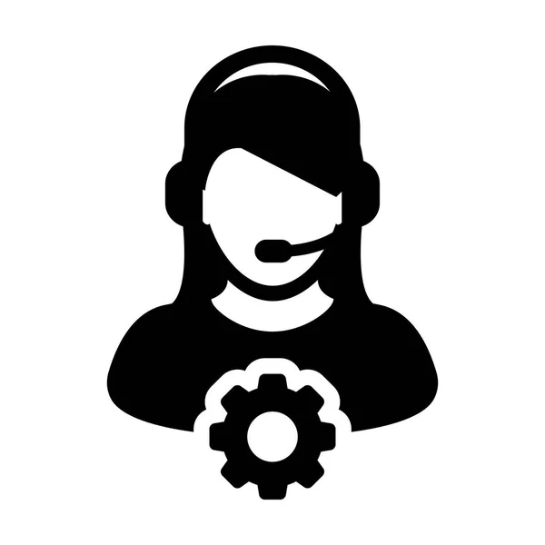 Icône de service vectoriel Profil de la personne de l'opérateur féminin Avatar — Image vectorielle