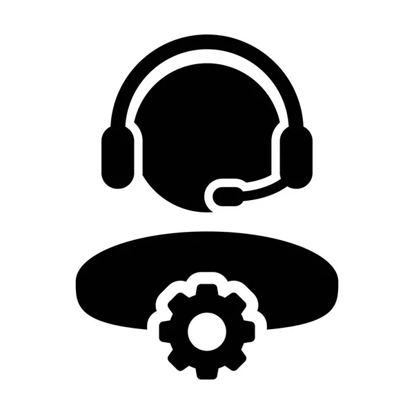 Service Icon Vector mannelijke Operator persoon profiel Avatar met Gear Kogge — Stockvector