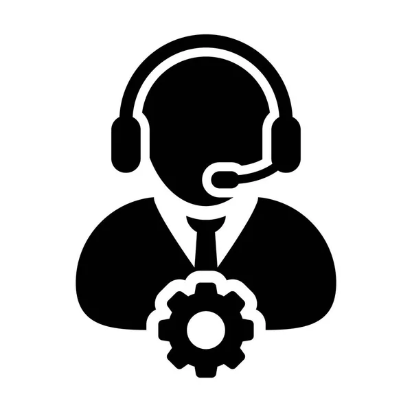 Szolgáltatás ikon Vector férfi üzemeltető személy profilt Avatar a Cog felszerelés — Stock Vector