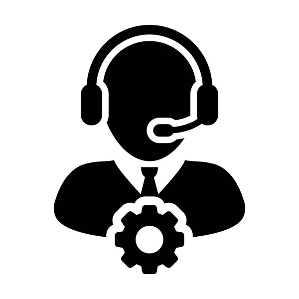 Service Icon Vector mannelijke Operator persoon profiel Avatar met Gear Kogge — Stockvector