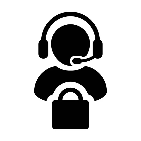 Szolgáltatás ikon Vector férfi üzemeltető személy profilt Avatar fejhallgató és bevásárló táska Online ecommerce támogatás karakterjel piktogram ábrán látható szimbólum — Stock Vector