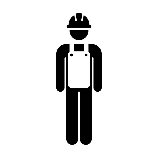 Icono del Trabajador Vector Hombre Servicio Persona de Construcción del Edificio Trabajador Con Casco Hardhat y Chaqueta en Glifo Pictograma Símbolo ilustración — Archivo Imágenes Vectoriales