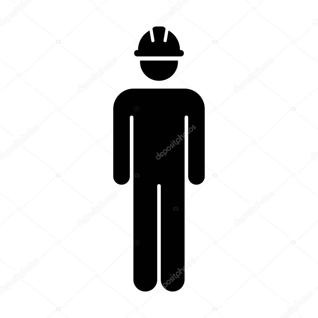 Worker Icon Vector Male Service Person of Building Construction Workman With Hardhat Helmet in Glyph Pictogram Symbol illustration