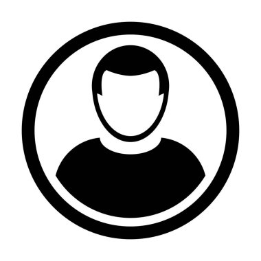 Kullanıcı simge vektör erkek kişi sembolü profil daire Avatar işareti düz renk glif piktogram çizimde
