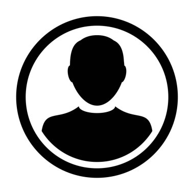 Kullanıcı simge vektör erkek kişi sembolü profil daire Avatar işareti düz renk glif piktogram çizimde