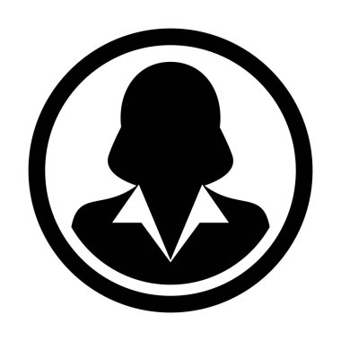 Kullanıcı simge vektör kadın kişi sembolü profil daire Avatar işareti düz renk glif piktogram çizimde