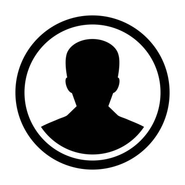 Kullanıcı simge vektör erkek kişi sembolü profil daire Avatar işareti düz renk glif piktogram çizimde