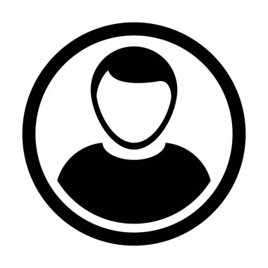 Kullanıcı simge vektör erkek kişi sembolü profil daire Avatar işareti düz renk glif piktogram çizimde