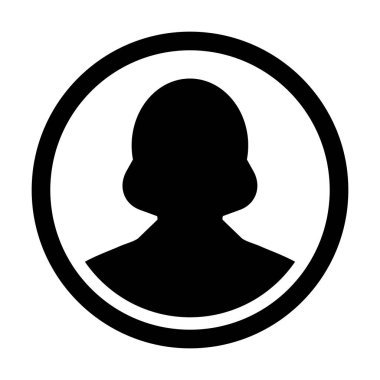 Kullanıcı simge vektör kadın kişi sembolü profil daire Avatar işareti düz renk glif piktogram çizimde