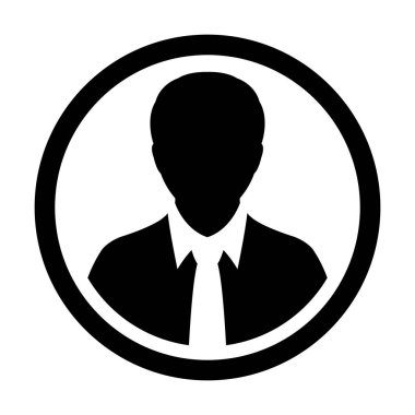 Kullanıcı simge vektör erkek kişi sembolü profil daire Avatar işareti düz renk glif piktogram çizimde