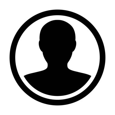 Kullanıcı simge vektör erkek kişi sembolü profil daire Avatar işareti düz renk glif piktogram çizimde