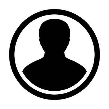 Kullanıcı simge vektör erkek kişi sembolü profil daire Avatar işareti düz renk glif piktogram çizimde