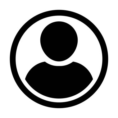 Kullanıcı simge vektör erkek kişi sembolü profil daire Avatar işareti düz renk glif piktogram çizimde
