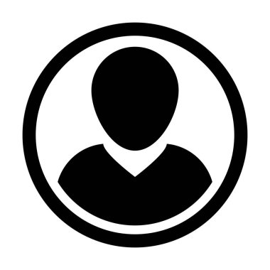 Kullanıcı simge vektör erkek kişi sembolü profil daire Avatar işareti düz renk glif piktogram çizimde