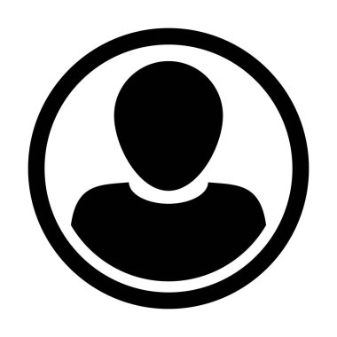 Kullanıcı simge vektör erkek kişi sembolü profil daire Avatar işareti düz renk glif piktogram çizimde