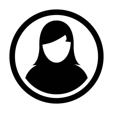 Kullanıcı simge vektör kadın kişi sembolü profil daire Avatar işareti düz renk glif piktogram çizimde