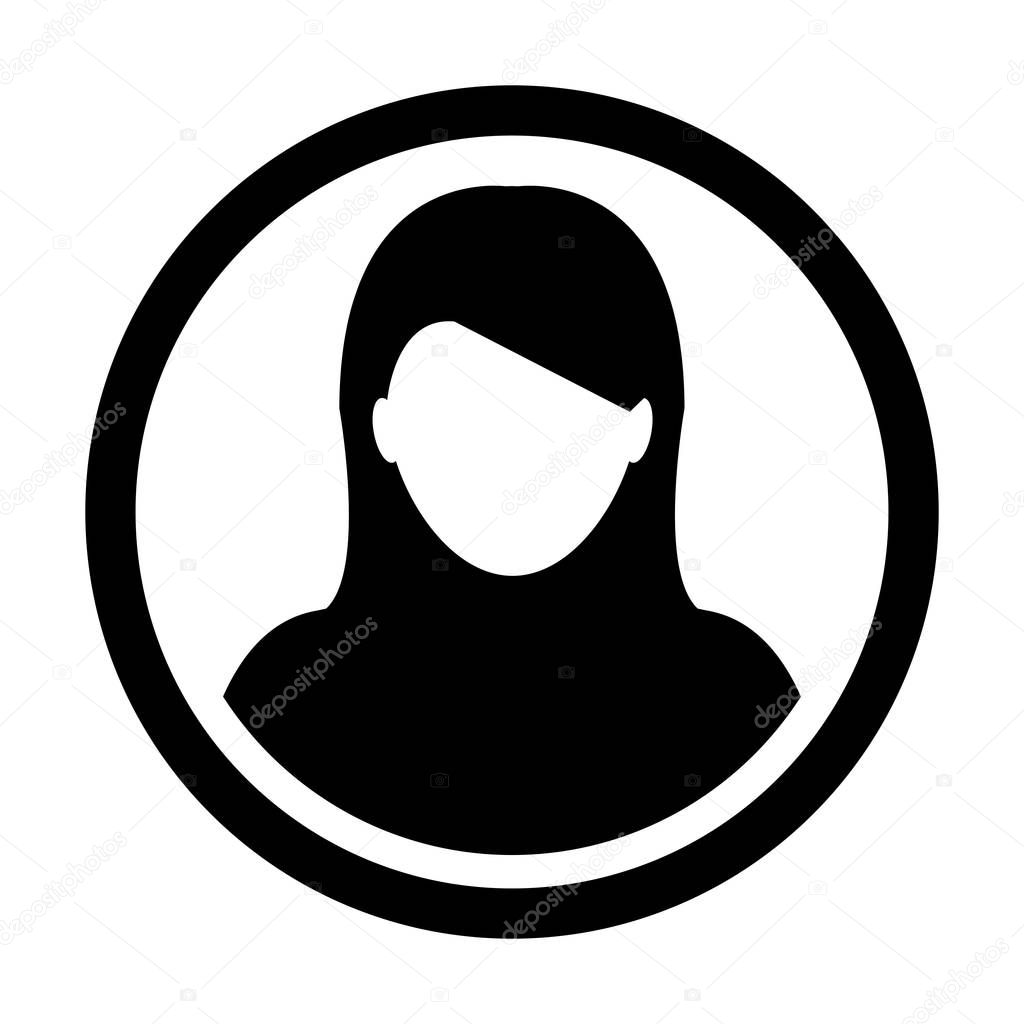 User Icon Vector Female Person Symbol Profile Circle Avatar Sign in Flat Color Glyph Pictogram illustration