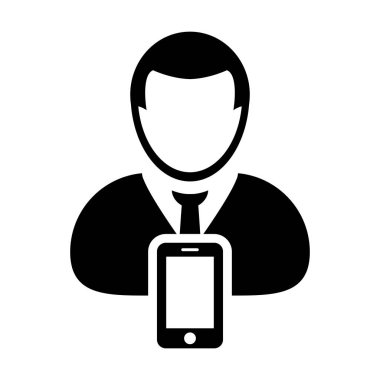 Mobil kullanıcı simge vektör erkek kişi profili avatar glif iletişimi smartphone simgesiyle