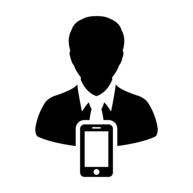 Mobil kullanıcı simge vektör erkek kişi profili avatar glif iletişimi smartphone simgesiyle