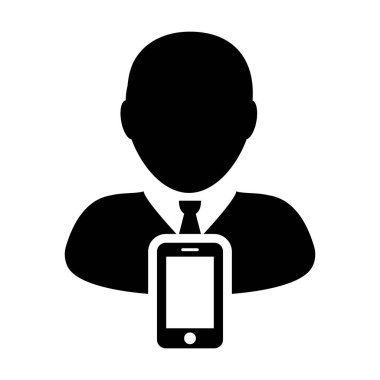 Mobil kullanıcı simge vektör erkek kişi profili avatar glif iletişimi smartphone simgesiyle