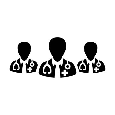 Erkek doktorlardan oluşan cerrah ikon vektör grubu tıbbi ve sağlık danışmanlığı için profil avatarı