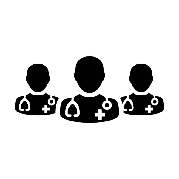 Lékařská konzultace ikona vektor skupina lékařského lékaře profil avatar pro zdravotní péči v glyf piktogram ilustrace — Stockový vektor