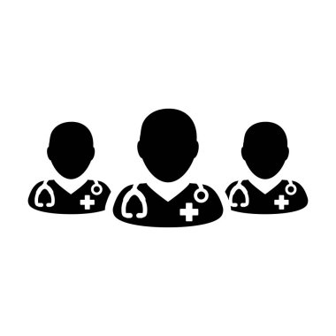 Medical icon vector group of male doctors person profile avatar avatar for health consultation in a glyph pictogram illustration