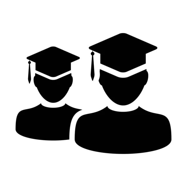 University icon vector male group of students person profile avatar with κονίαμα board hat symbol for school and collegy graduation degree in flat χρώμα — Διανυσματικό Αρχείο