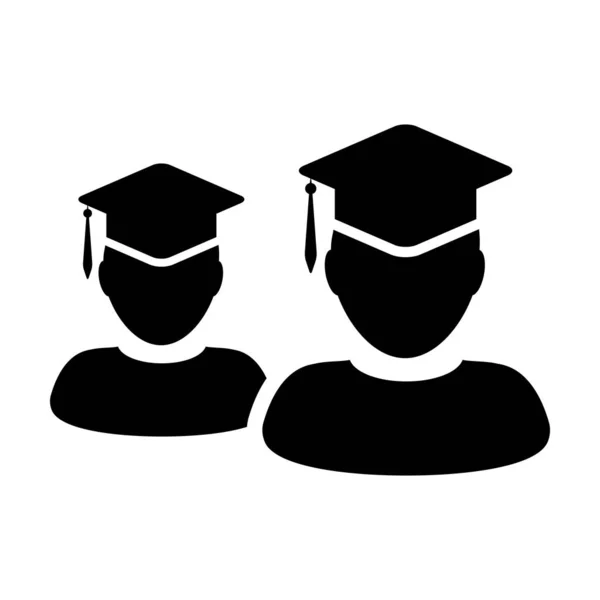 Diploma icon vector male group of students person profile avatar with κονίαμα board hat symbol for school, collegy and university degree in flat χρώμα — Διανυσματικό Αρχείο