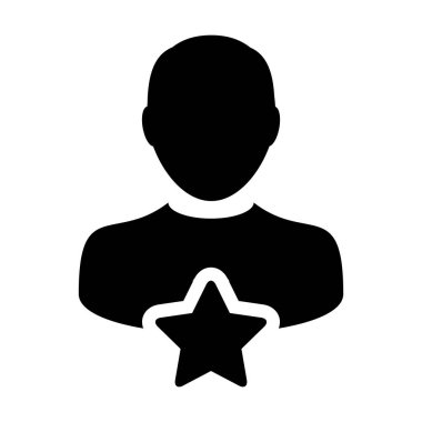 Yıldız erkek kullanıcı profili avatar sembollü müşteri simgesi çizimi resimli bir grafikte sınıflandırma için.