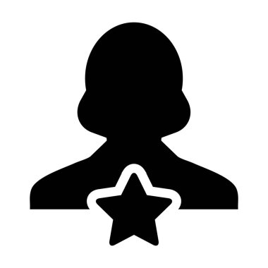 Yıldız kadın kullanıcı profili avatar sembolü olan kalite simgesi vektörü