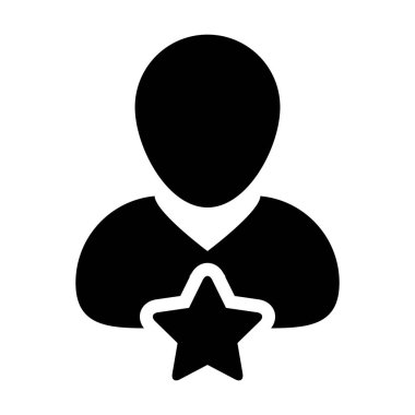 İşçi simgesi vektörü yıldız erkek kullanıcı profili avatar sembolü ile bir glifli resim çiziminde sınıflandırmak için