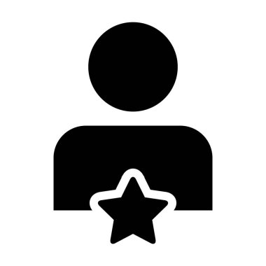 Yıldız erkek kullanıcı profili Avatar sembollü geri besleme ikonu vektörü bir glyph resimleme ile derecelendirme için