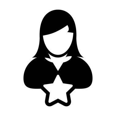 Yıldız kadın kullanıcı profili avatar sembollü müşteri simgesi vektörü bir glyph resim resimlemesi derecelendirmesi için