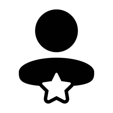Yıldız erkek kullanıcı profili avatar sembolüne sahip yıldız ikon vektörünü glifli resimli resimleme için puanla