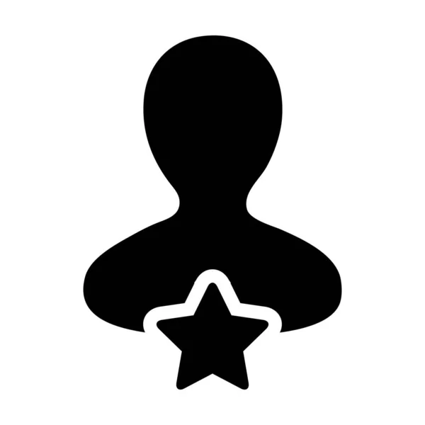 Client icon vector with star male user person profile avatar symbol for rating in a glyph pictogram illustration — 스톡 벡터