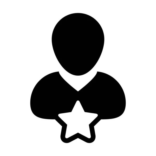 Star icon vector male user person profile avatar symbol for rating in a glyph pictogram illustration — 스톡 벡터