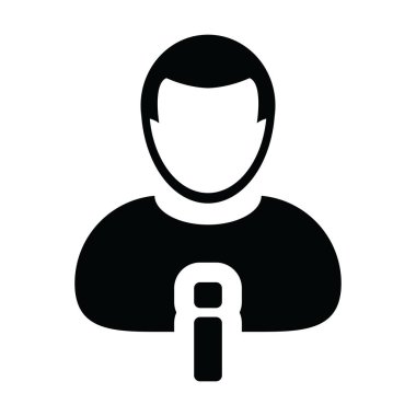 Bilgi ikonu vektörü erkek profil avatar sembolü bir kabartma resimleme içinde iş için