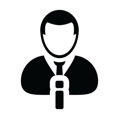 İş için bilgi sembolü içeren simge vektörü erkek profil avatarını bir resim çiziminde detaylandırır