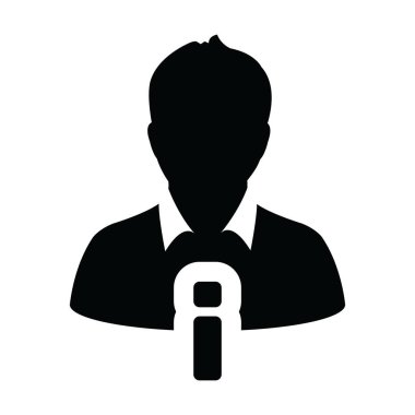 Bilgi ikonu vektörü erkek profil avatar sembolü bir kabartma resimleme içinde iş için